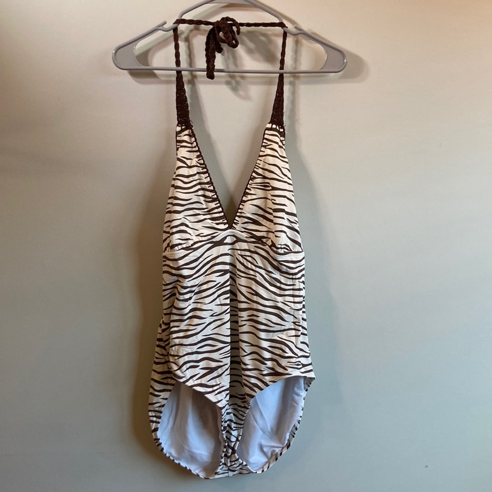 Lelani XL swim suit - brown zebra print!